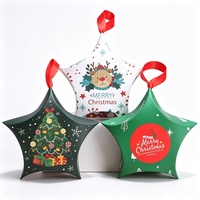 Boîtes cadeaux en forme d'étoile de Noël avec ruban, motif Père Noël, bonhomme de neige, renne, boîte à bonbons en papier