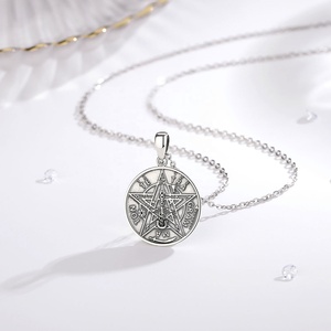 Collier pendentif étoile tétragramme pentagramme en argent sterling 925 tendance vintage pour homme, fiançailles, mariage - Product Image 3
