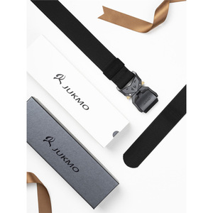 Jukmo 3.8cm <b>Elastic</b> Tactical Waist <b>Belt</b> Nylon Canvas Alloy Buckle Men's Pants <b>Belt</b> - Product Image 1