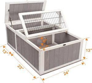 SHUNDA SD1246 <span class=keywords><strong>Habitat</strong></span> pour tortue en bois durable et spacieux, petit enclos pour tortue, intérieur/extérieur, pour reptiles - Gris - Product Image 2