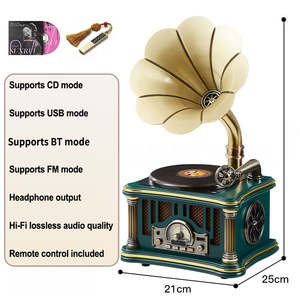 Tocadiscos Retro en Oferta, Reproductor de Discos Todo en Uno, Inalámbrico, con Bluetooth, 3 Velocidades, Reproductor USB, Radio FM, Audio de Alta Fidelidad - Product Image 6
