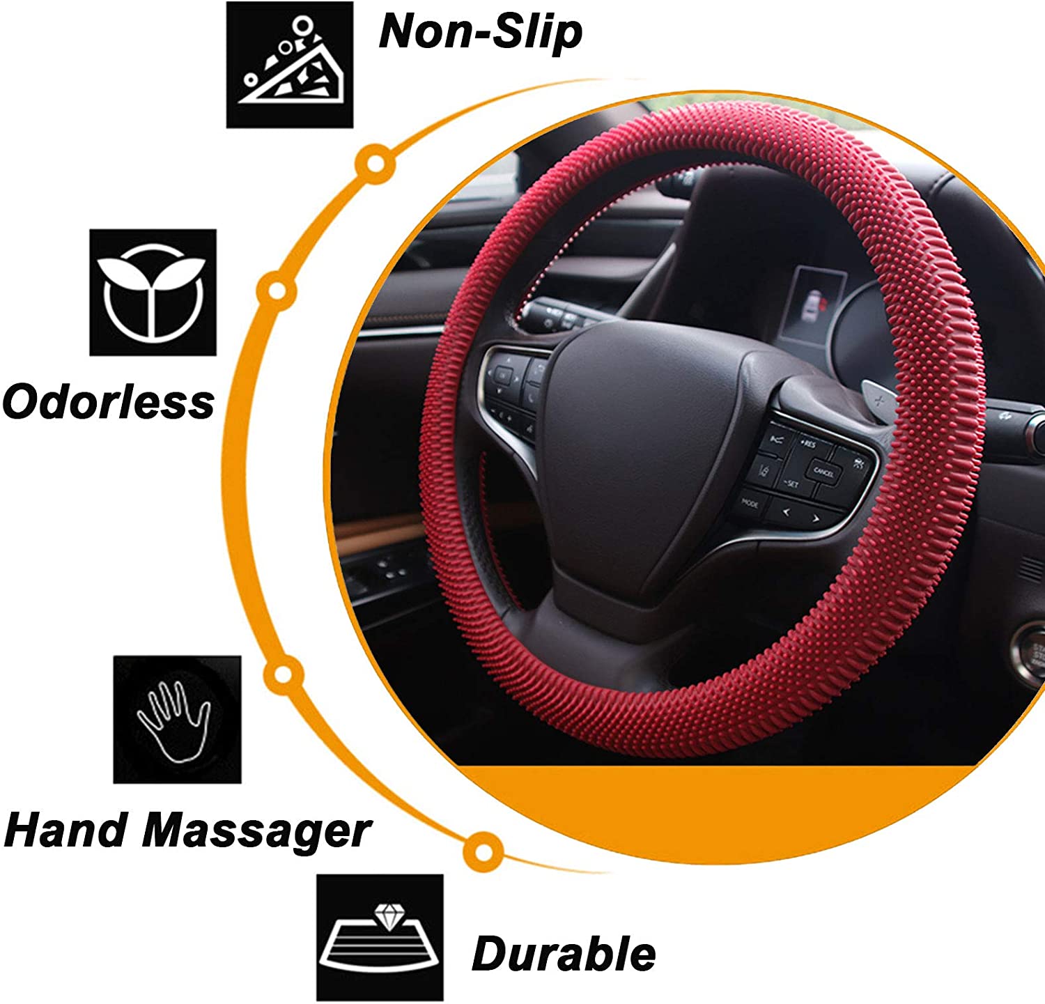 Нескользящий Силиконовый чехол для руля без запаха для массажа рук