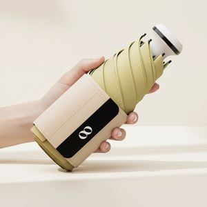 Parapluie de soleil léger à 5 plis et 6 baleines avec poignée télescopique, revêtement coloré, protection UV, personnalisable avec logo d'usine, idéal pour femme, cadeau ou voyage - Product Image 1