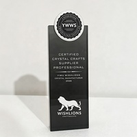 Trophée personnalisé en cristal K9 noir de haute qualité avec plaque en métal gravée du logo, souvenir d'entreprise, cadeau artisanal en cristal