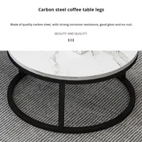 Table basse de luxe au design européen moderne avec plateau en marbre et structure en acier carbone, écologique, haute capacité de charge