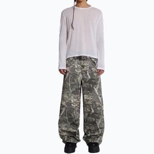 กางเกงขายาวทรงหลวมสำหรับผู้ชาย ผ้าหนาพิเศษ พิมพ์ลายต้นไม้สไตล์วินเทจ ลายพรางป่าไม้ กางเกงคาร์โก้ผ้าเดนิม - Product Image 3