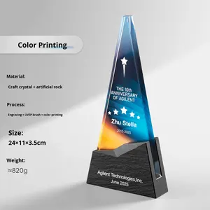 Trophée en cristal gravé personnalisé avec impression UV, roche artificielle, pour réunion annuelle d'entreprise, honneur aux employés exceptionnels, commémoration - Product Image 6