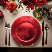 Assiette de Présentation Moderne Personnalisée en Plastique PP Faite à la Main, 13 Pouces, Motif Végétal, Style Classique, pour Mariages, Festivals et Fêtes