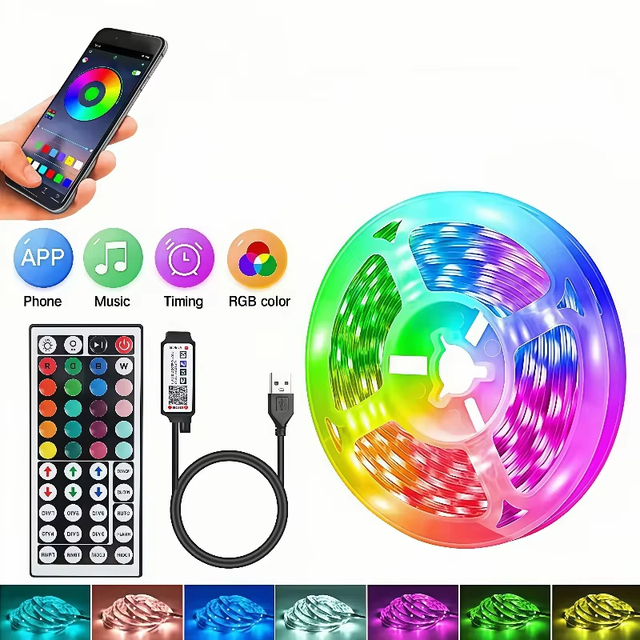 Smart RGB 18 LED Strip Lights USB 5050 Tuya WiFi App Control Flexible Room Decor Lamp Tape Works with Alexa Google Assistant