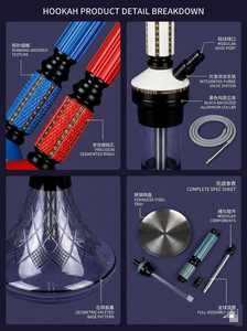 Set de Hookah Transparente con Base de Vidrio y Aluminio, Pipa de Metal para Tabaco con Bandeja para Cenador o Bar - Product Image 5