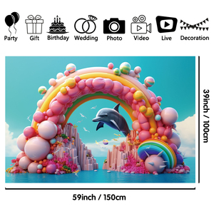 Fondo Fotográfico Portátil <span class=keywords><strong>de</strong></span> Poliéster <span class=keywords><strong>de</strong></span> 100x150cm con Temática del <span class=keywords><strong>Mundo</strong></span> Submarino, Estilo ROMANCE Colorido, para Fiestas y Eventos Promocionales - Product Image 2