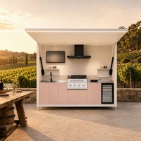 Module de cuisine extérieure préfabriqué couleur personnalisée, résistant au vent et ignifuge, pour terrasse B2B