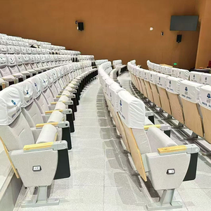 Chaises de théâtre pliantes en aluminium de conception moderne pour salles de concert, auditoriums et cinémas, avec siège en cuir PU réglable - Product Image 2