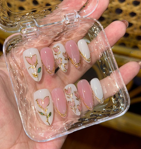 <span class=keywords><strong>Uñas</strong></span> Postizas Acrílicas de Lujo <span class=keywords><strong>con</strong></span> Diseño Romántico de <span class=keywords><strong>Flores</strong></span> 3D y Ojo de Gato, Hechas a Mano, <span class=keywords><strong>con</strong></span> Puntas Francesas, Cobertura Completa, Forma Almendrada, Venta al Por Mayor - Product Image 3