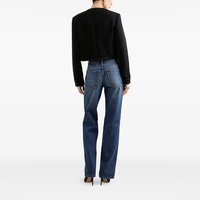 OEM/ODM Jeans pour femmes, taille mi-haute, coupe droite, bleu, délavage classique, été, bouton, rivet, style sexy, streetwear, strass, perle