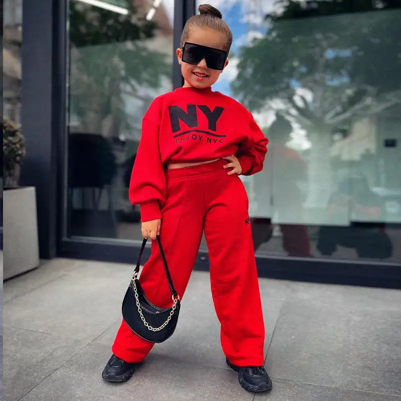 Rarewe Fall Fashion Toddler Girl 2pcs Jogger Sweatsuit Boutique Letter Outfit Kids Baby Girl Clothing Sets