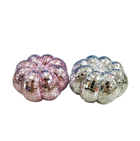 Nouveautés : Boule disco globe en verre rose, argent et or, multicolore, 20 cm, pour décoration intérieure de bureau et de maison