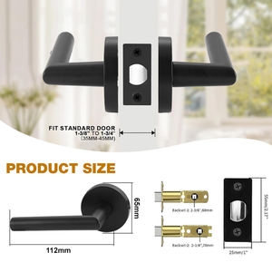Матовая черная дверная ручка из цинкового сплава, современная, с быстрым открытием, без ключа, для межкомнатных дверей - Product Image 3