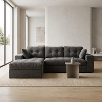 Canapé modulaire en velours côtelé à assise profonde, compressé sous vide, convertible en forme de L, design moderne, mousse à mémoire de forme