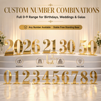 Support de numéros en acrylique doré grand format Uvenue 0-9 avec support en PVC, signalétique numérique autoportante pour banquets et anniversaires
