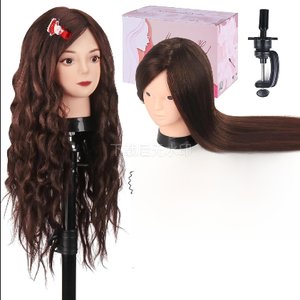 Testa di manichino capelli umani, bellezza stella testa di bambola per la pratica Hair Styling, 80% veri capelli cosmetologia trucco parrucchiere - Product Image 1