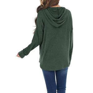 Autunno 2024 donna abbigliamento sportivo Casual con cappuccio tinta unita felpa felpa con cappuccio da donna - Product Image 6