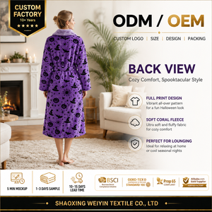 Accappatoio Viola di Halloween Personalizzato in <span class=keywords><strong>Pile</strong></span> Felpato, Commercio all'Ingrosso OEM Private Label, Vestaglia Accogliente per Regali Stagionali e Vendita al Dettaglio - Product Image 6