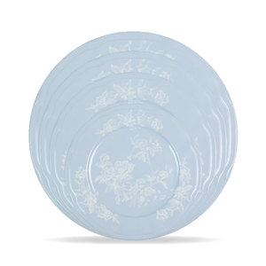 Sky Blue Bone China Plate Ceramic <b>Dinnerware</b> Floral Pattern 4pcs Dinner Set Weeding Charger Plate for Event&Catering&Rental - Product Image 2