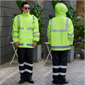 เสื้อกันฝนสะท้อนแสงแบบหนาสำหรับผู้ใหญ่ ขายส่ง ชุดกันฝนแบบแยกชิ้น สำหรับงานจราจรและสุขาภิบาลกลางแจ้ง สำหรับการจัดการในเมืองความเร็วสูง - Product Image 3