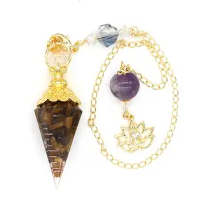 2023 High quality Pyramid European and American natural crystal pendant gem meditation pendulum for fengshui