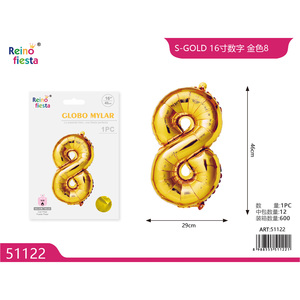 Palloncino d'oro numero 8 da 16 pollici con perla in alluminio pieno di elio per le celebrazioni di laurea della festa di addio al nubilato della festa della mamma - Product Image 1