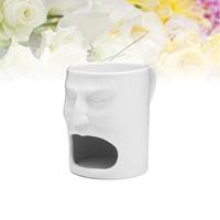Tasse de visage de lait porcelainous tasses à thé avec poche à biscuits biscuits blancs porte-gobelet biscuits tasse à café en céramique blanche