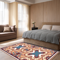 Tapis rectangulaire fin en polyester de style abstrait, lavable en machine, résistant aux taches, design pastoral minimaliste pour chambre et salon