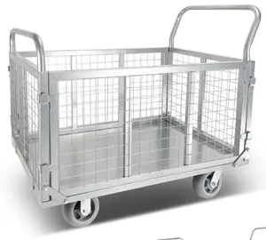 Movable Platform Truck with Cage Folding Trolley Load 1600LBS Multi-purpose Pulley Tool Car Work Cart on Wheels