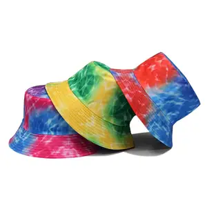 New Arrival Summer Two-sided Fashion Street Casual Adjustable Size Tie Dye Bucket Hats For Women