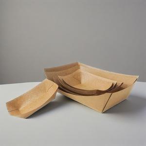 Boîte à nourriture taille personnalisée étanche pour restaurant avec plateau bateau en papier kraft pour aliments frites - Product Image 1