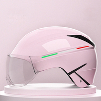 Casque de moto demi-face en ABS durable pour adulte avec visière solaire, coque extérieure résistante aux chocs, design respirant et léger