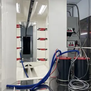 Haztek Automated powder coating booth for metal with cyclone recovery system Powder spray room with recycling