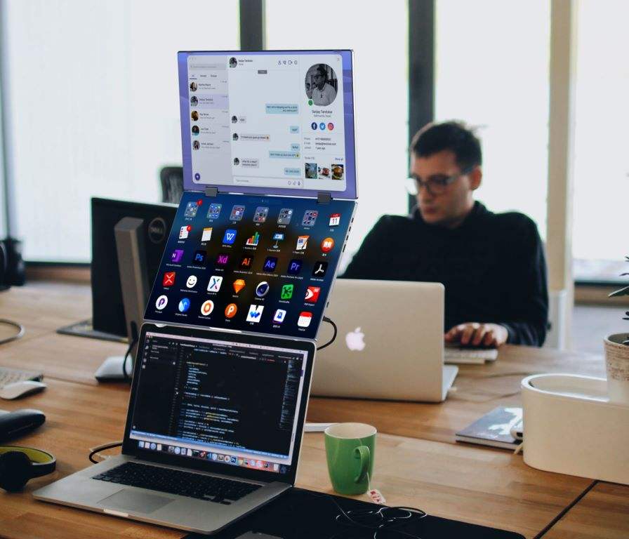 Dual Monitor Setup - Portable 2 X 15.6 Inch Flexible Screen