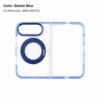 Casing Ponsel Lipat dengan Penyangga Putar Magnetik 360 Derajat untuk iPhone Duo, Bagian Belakang Akrilik Tipis, Bagian Atas PC, Tombol Logam, Logo Kustom