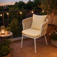 Chaise de salle à manger moderne en aluminium tressé pour l'extérieur avec structure en rotin