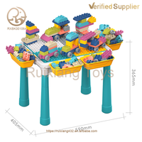 Mesa de bloques de construcción para niños, 77 piezas, juego de bloques de construcción, rompecabezas multifuncional, mesa para niños