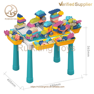 Mesa de bloques de construcción para niños, 77 piezas, juego de bloques de construcción, rompecabezas multifuncional, mesa para niños - Product Image 3