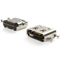 USB4510-03-1-A Receptacle USB Tipe C untuk USB 2.0, Tipe SMT, Pemasangan di Tengah, Offset 1.6mm