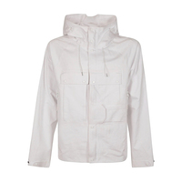 Veste technique multi-poches blanche pour homme, coupe-vent, imperméable, avec capuche, style cargo, pour activités de plein air