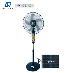 Popular venta al por mayor caliente 16 pulgadas ventilador de cabeza oscilante 25W 18000mAh Panel Solar ventilador de pie eléctrico con Control remoto