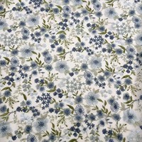 Tissu en maille léger brodé de petites fleurs bleues vintage en polyester et dentelle pour chemisier femme, robe de soirée, décoration intérieure