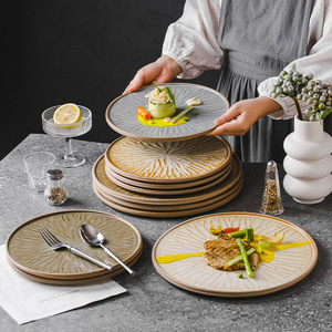Pâtes en céramique de couleur unie Style japonais Assiette plate simple Sushi Salade Assiette à steak Micro-ondes Sûr Fête Céramique mate Vente en gros - Product Image 1
