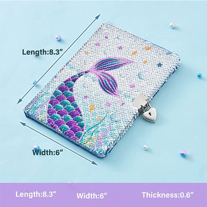 สาวเดินทางโรงเรียน A5ไดอารี่ลับเงือกเลื่อมโน๊ตบุ๊คที่มีการล็อค - Product Image 5