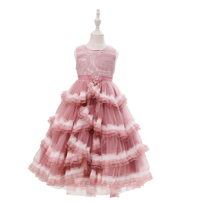 Flinke gut gestaltete 4 Jahre altes Mädchen Kleid Design 2020 Kinder hochwertige Bohnen rote Prinzessin Kleid Kinder